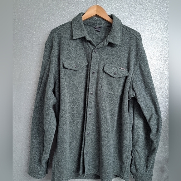 Eddie Bauer Gray Marled   Button Down Fleece Shirt/Light Weight Jacket 9.5 - Picture 1 of 4